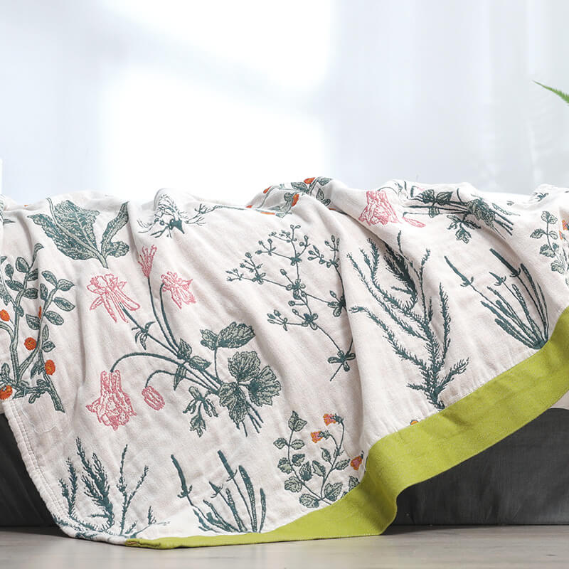 Vintage Floral Woven Throw Blanket - StuffedHome