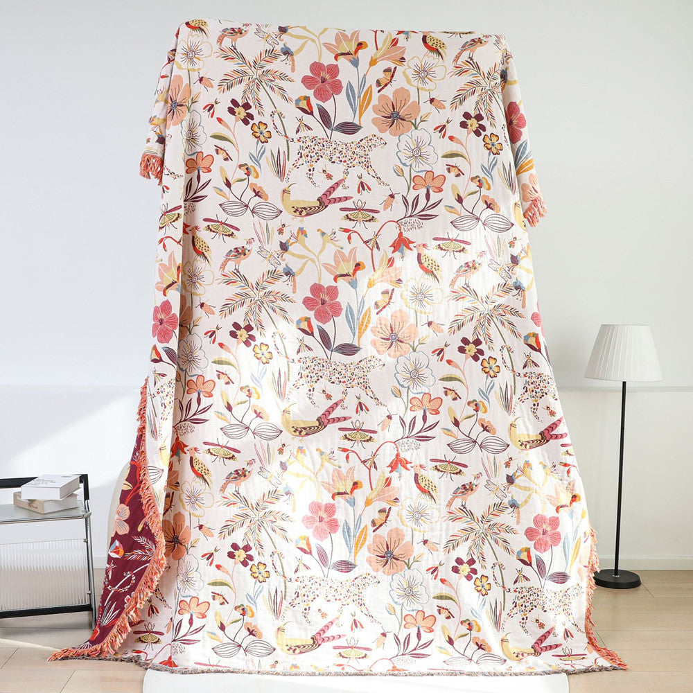Full layout of jacquard throw blanket showing full pattern