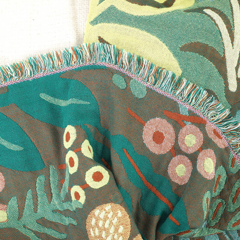 Jungle-themed Cotton Throw Blanket - StuffedHome