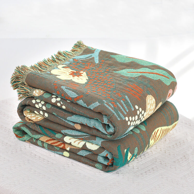 Jungle-themed Cotton Throw Blanket - StuffedHome