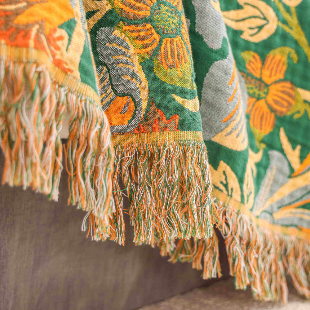 woven jacquard fringe blanket