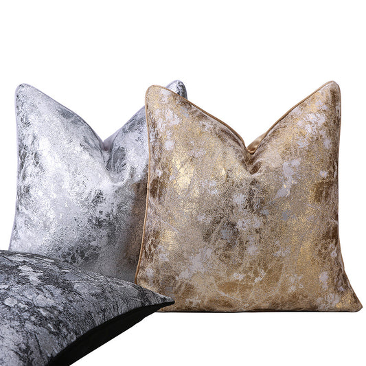 Abstract textured modern decorative pillow covers in gold, silver, and black from StuffedHome