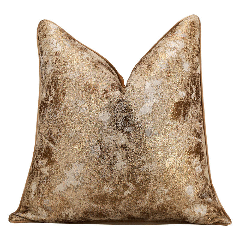 Abstract textured gold modern decorative pillow cover from StuffedHome on white background