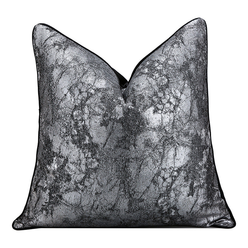 Abstract textured modern decorative pillow cover in silver and black, StuffedHome bedding