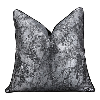 Abstract textured modern decorative pillow cover in silver and black, StuffedHome bedding