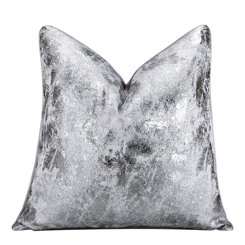 Abstract textured modern decorative pillow cover in silver tones from StuffedHome