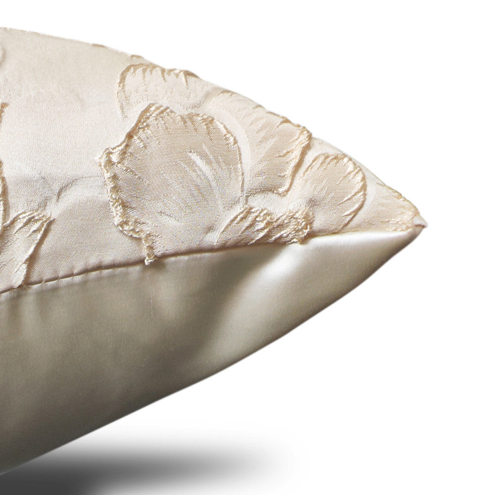 Champagne floral decorative pillow cover with textured cotton pattern from StuffedHome