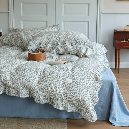 Blue Ditsy Floral Duvet Cover Set – Cottage Ruffle Style
