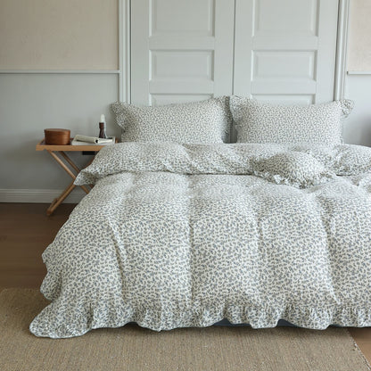 Blue Ditsy Floral Duvet Cover Set – Cottage Ruffle Style