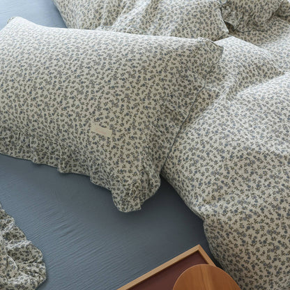 Blue Ditsy Floral Duvet Cover Set – Cottage Ruffle Style