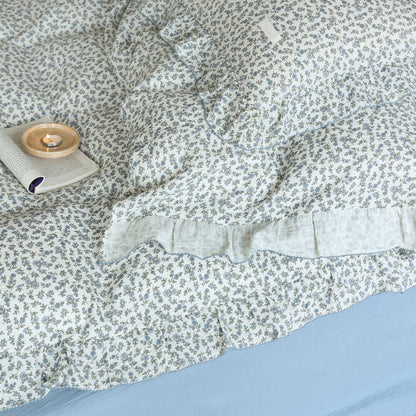 Blue Ditsy Floral Duvet Cover Set – Cottage Ruffle Style