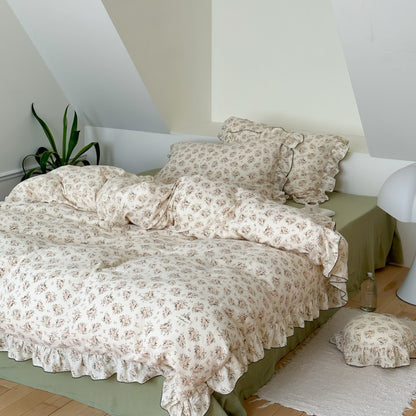 Cotton ruffle duvet cover set