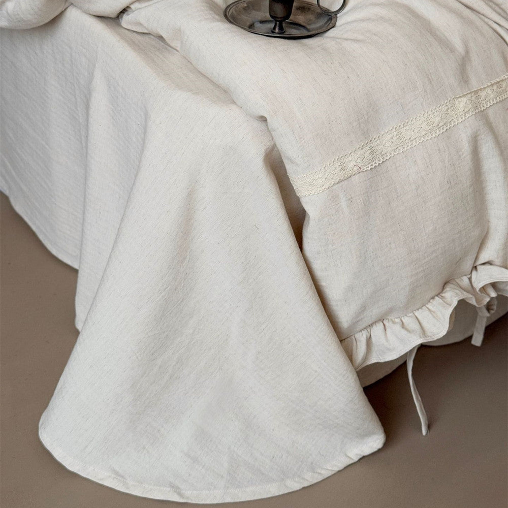 Embroidered Rose Cotton Linen Bedding Set