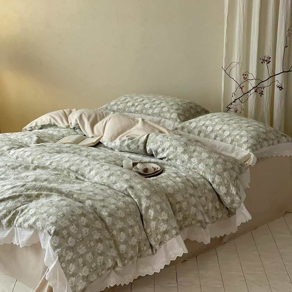 Floral Jacquard Cotton Bedding Set