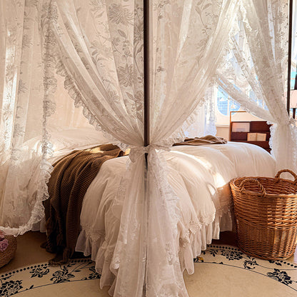 floral lace fabric detail bed canopy