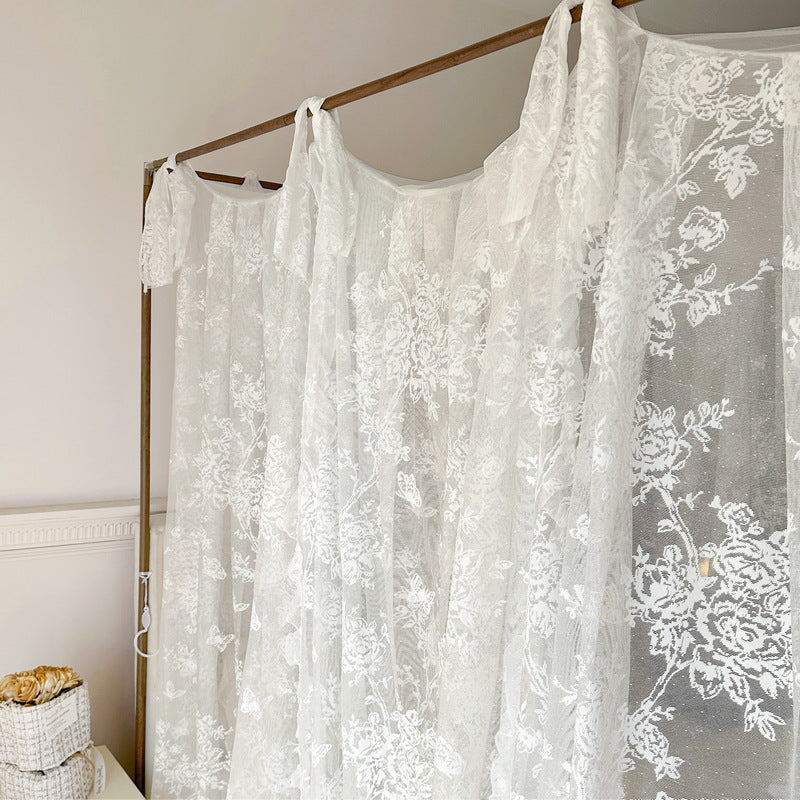 floral lace canopy curtain for 4 poster bed