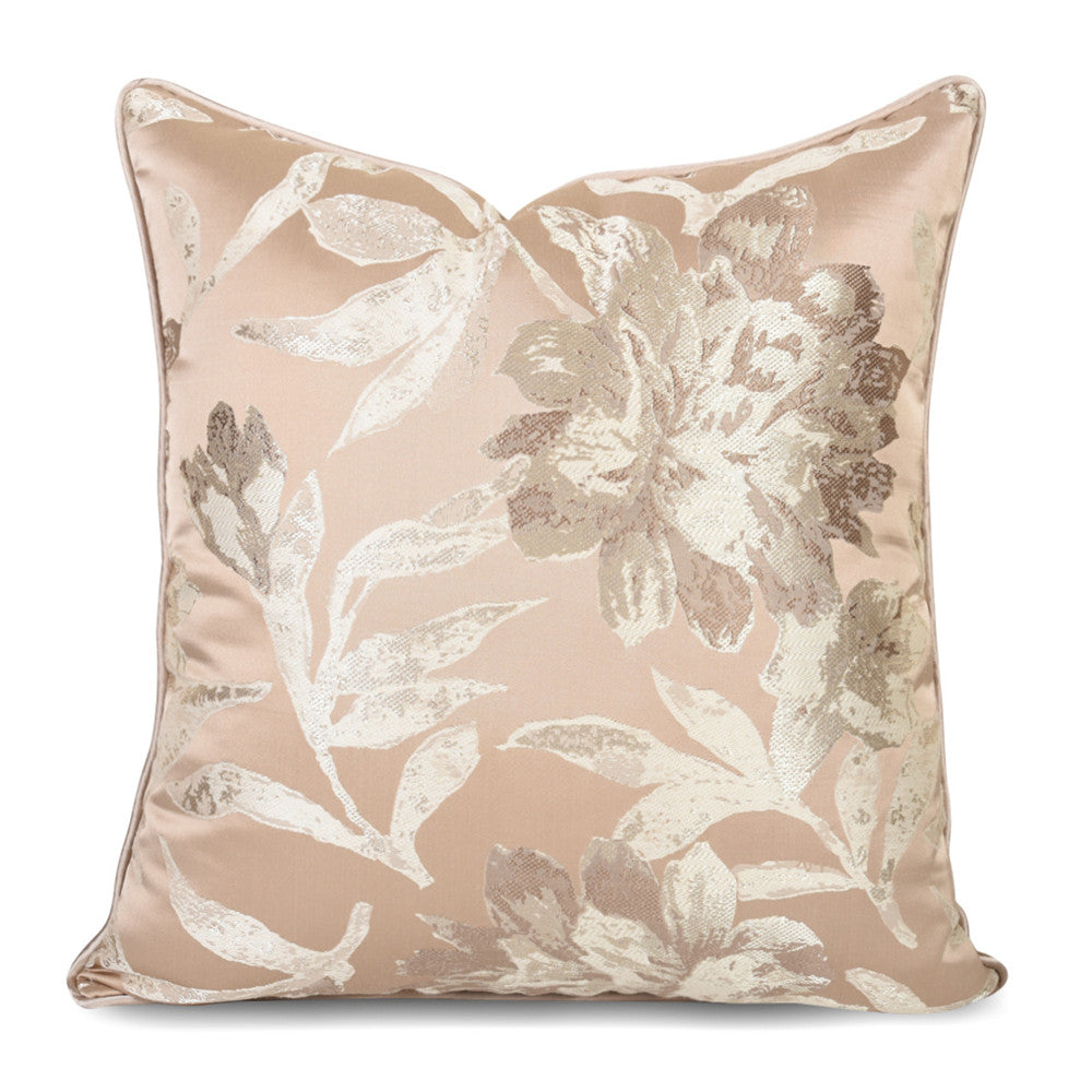 Beige floral textured decorative pillow cover, elegant home decor accent from StuffedHome