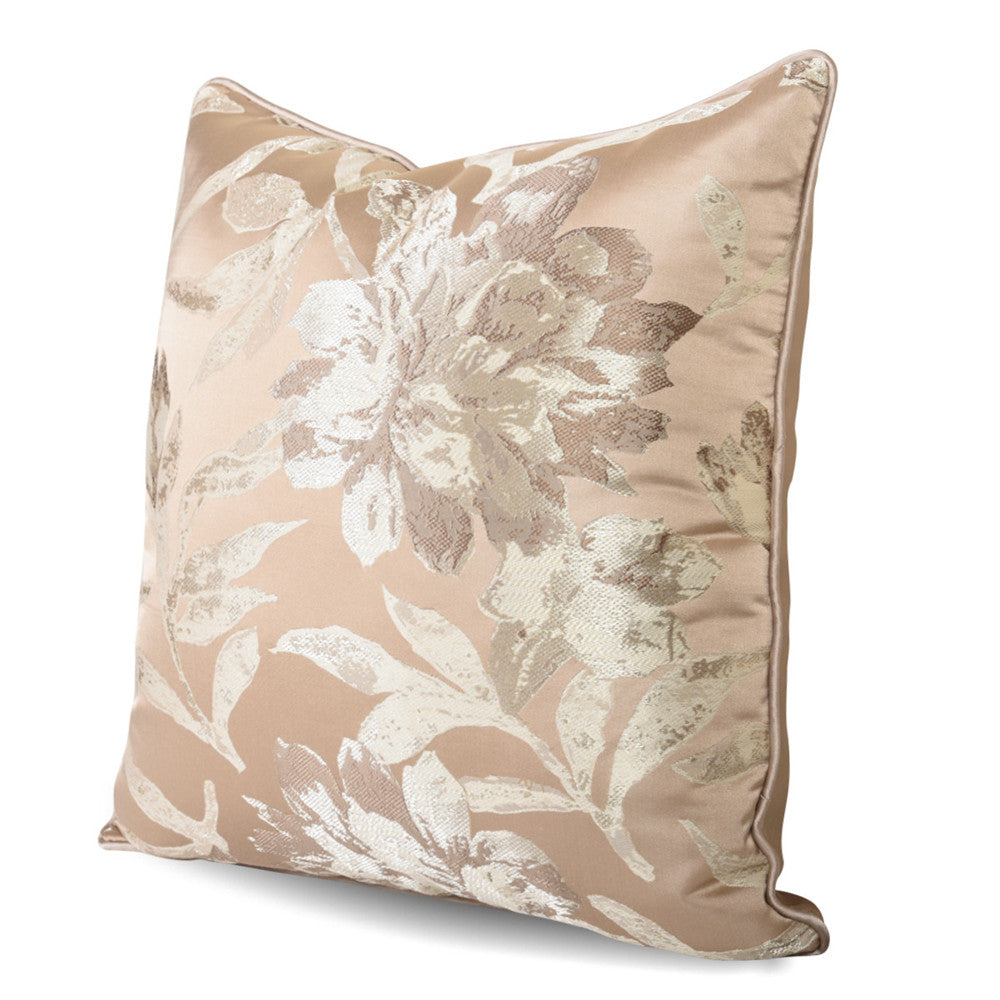 Beige floral textured decorative pillow cover, cotton blend, StuffedHome bedding accent