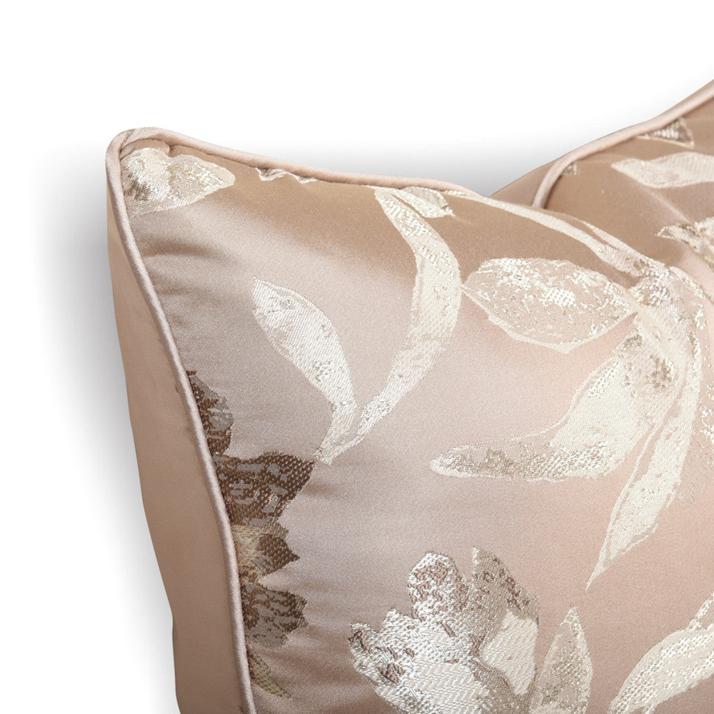Beige floral textured decorative pillow cover, satin fabric, StuffedHome bedding accessory