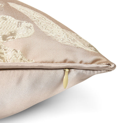 Beige floral textured decorative pillow cover with zipper, satin finish, StuffedHome bedding