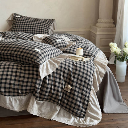 Gingham Cotton Bedding Set – 4-Piece