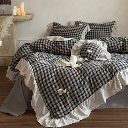 Gingham Cotton Bedding Set – 4-Piece