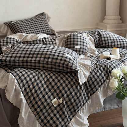 Gingham Cotton Bedding Set – 4-Piece