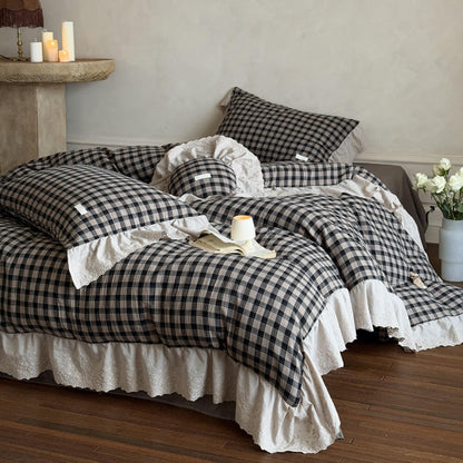 Gingham Cotton Bedding Set – 4-Piece