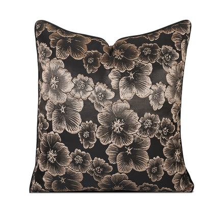 Gold floral decorative pillow cover with black background from StuffedHome