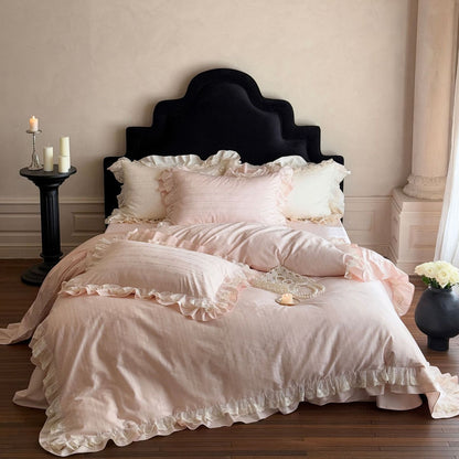 Long-Staple Cotton Lace Ruffle Bedding Set