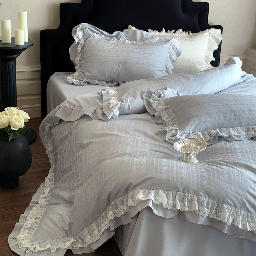 Long-Staple Cotton Lace Ruffle Bedding Set