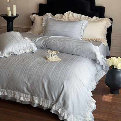 Long-Staple Cotton Lace Ruffle Bedding Set