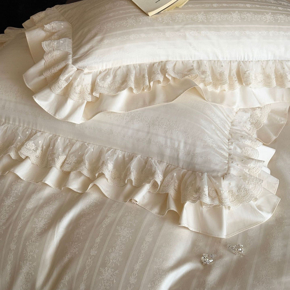 Long-Staple Cotton Lace Ruffle Bedding Set