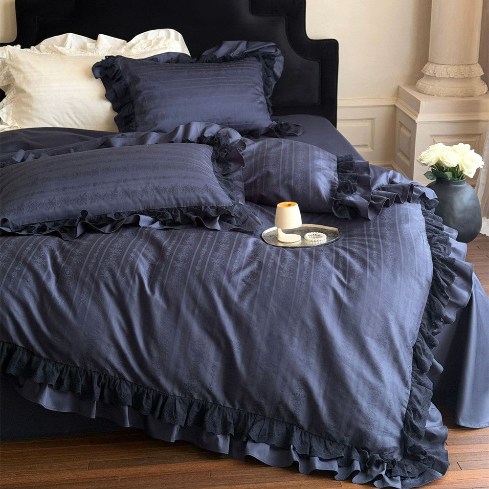 Long-Staple Cotton Lace Ruffle Bedding Set