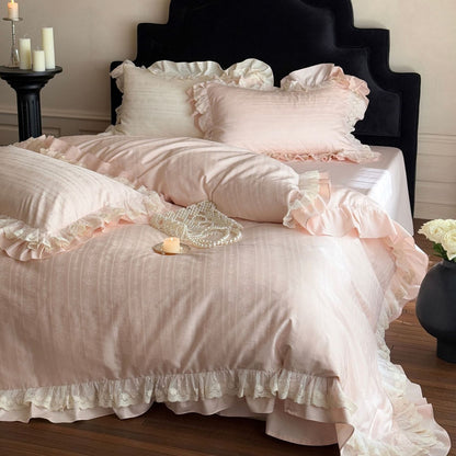 Long-Staple Cotton Lace Ruffle Bedding Set