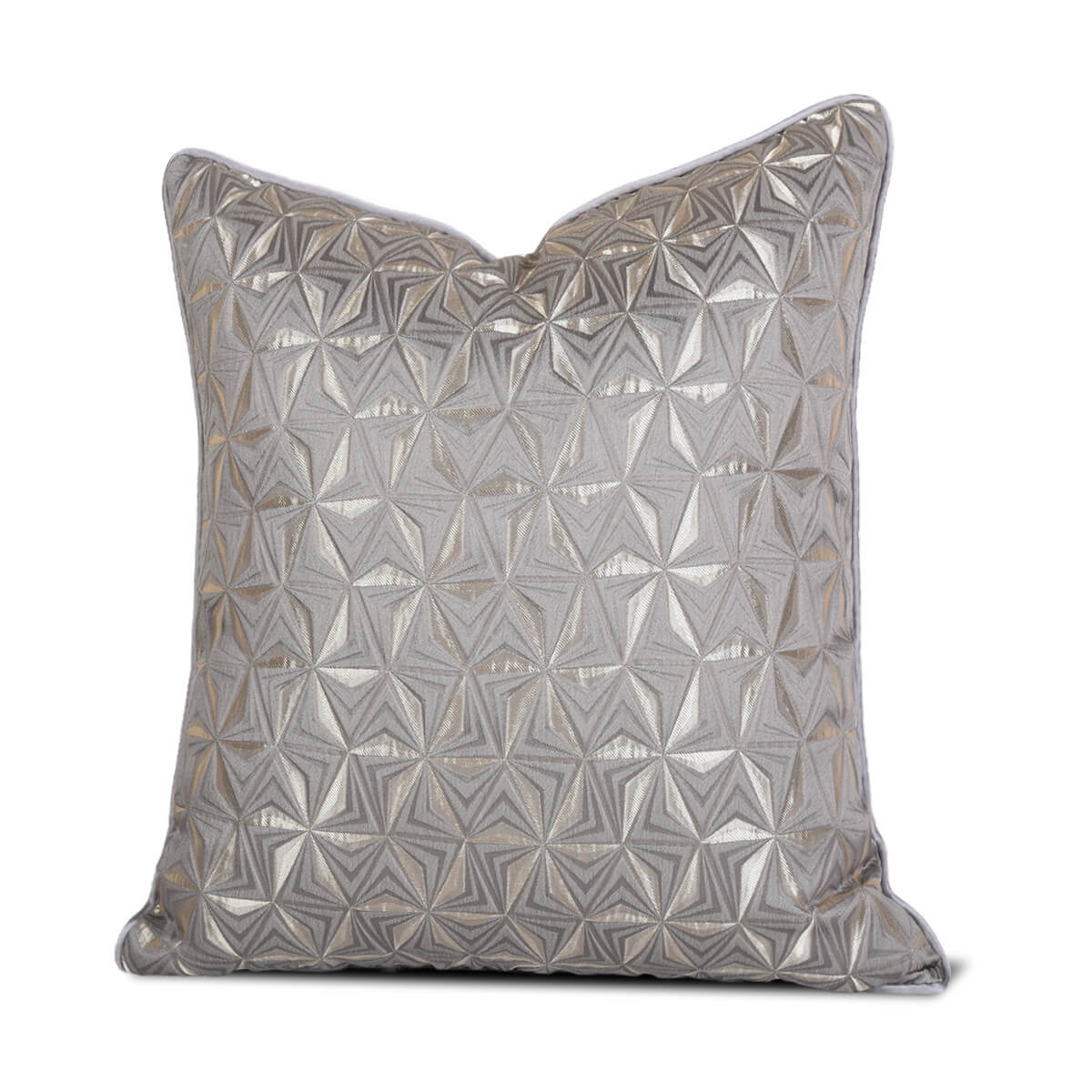 Metallic geometric decorative pillow cover with silver textured pattern, StuffedHome decor