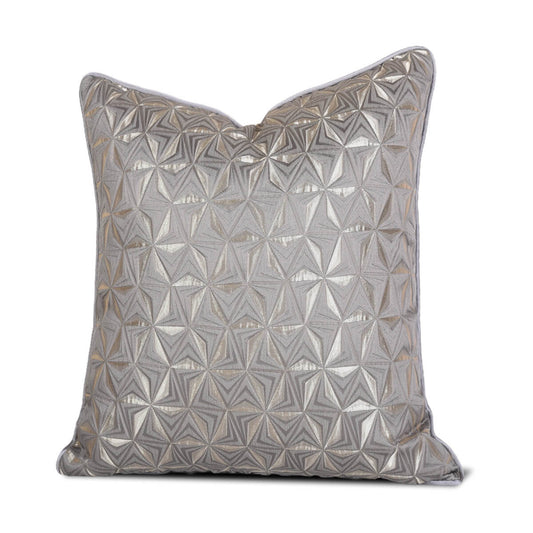 Metallic geometric decorative pillow cover with silver textured pattern, StuffedHome decor