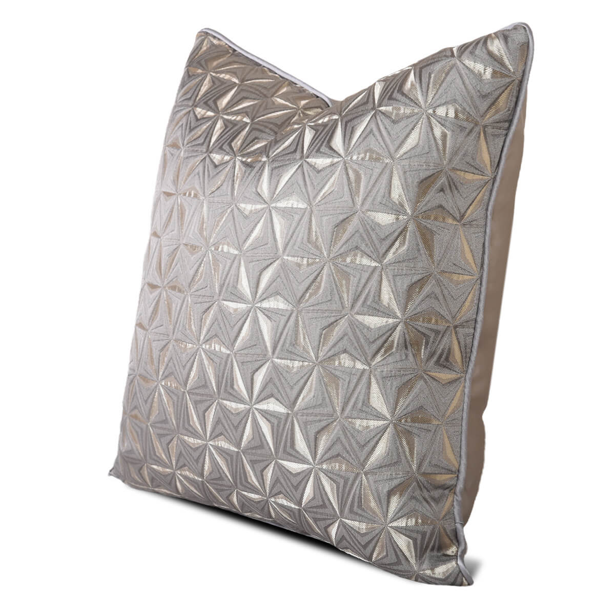 Silver metallic geometric decorative pillow cover from StuffedHome on white background