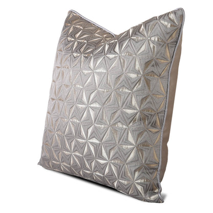 Silver metallic geometric decorative pillow cover from StuffedHome on white background