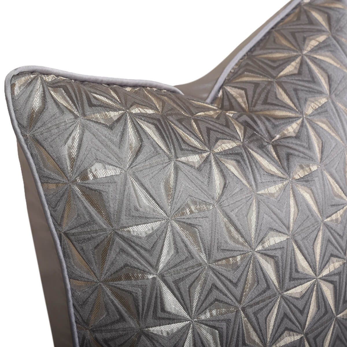 Metallic geometric decorative pillow cover in silver tones from StuffedHome