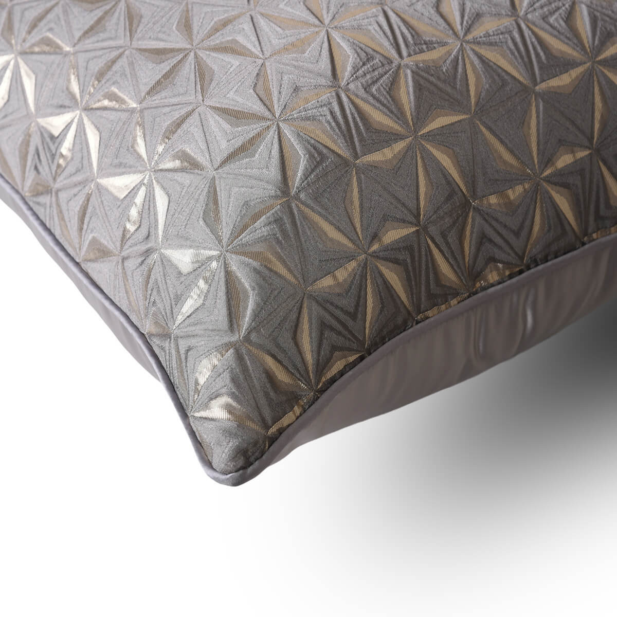 Metallic geometric decorative pillow cover in silver and gold from StuffedHome.