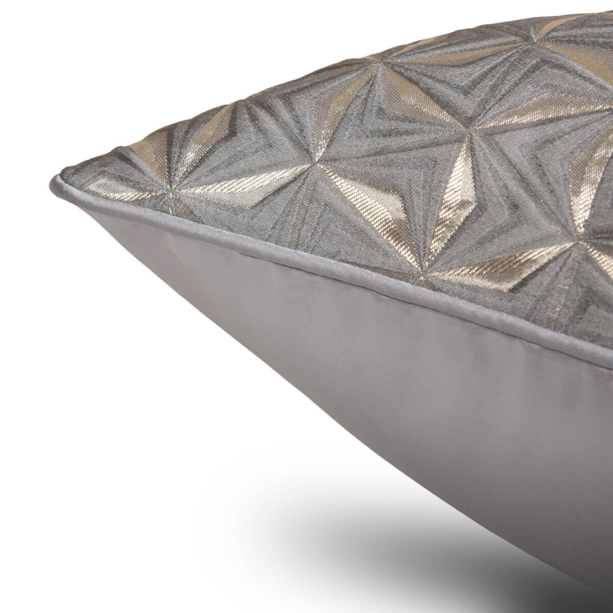 Metallic geometric decorative pillow cover in silver and gold by StuffedHome