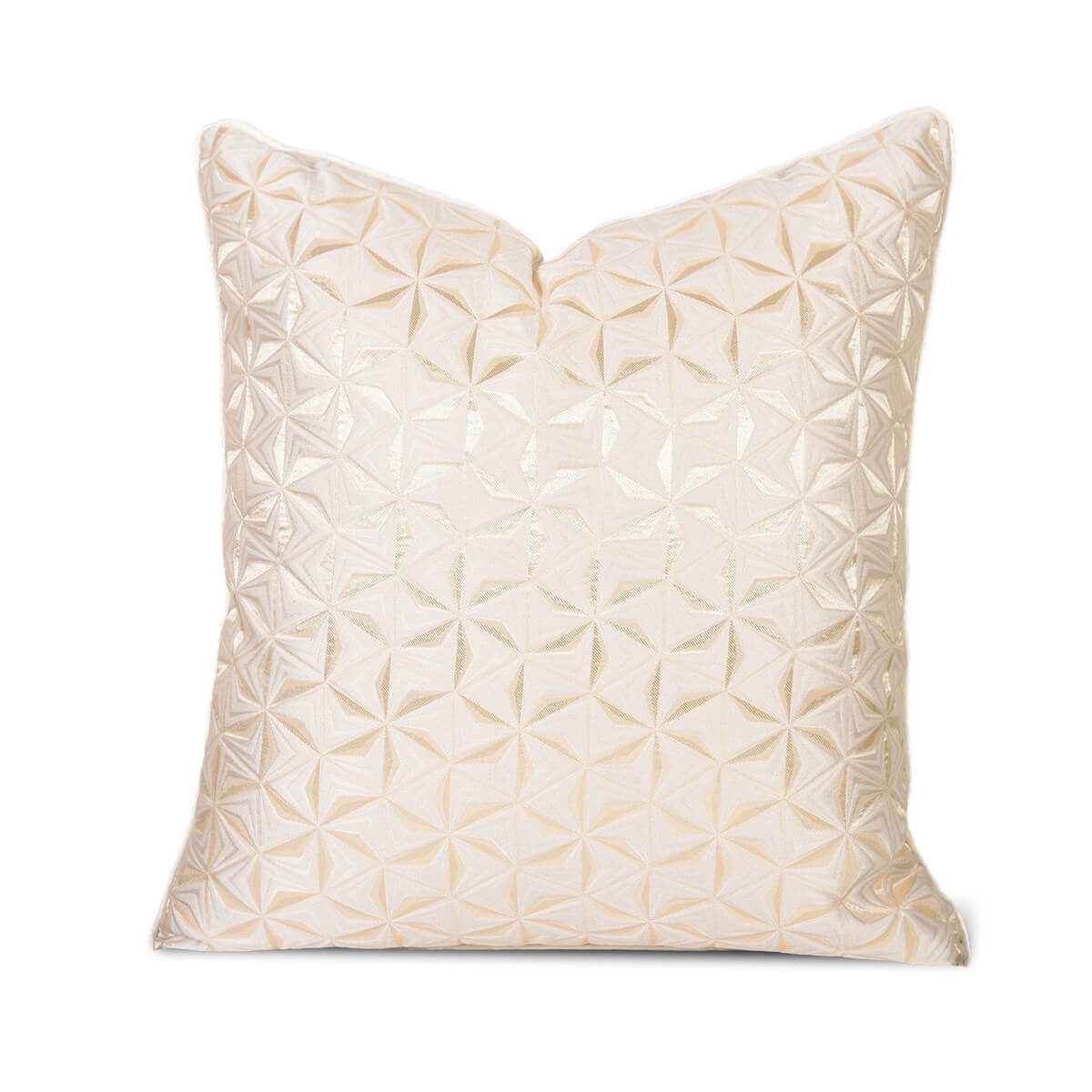 Ivory metallic geometric decorative pillow cover from StuffedHome on white background