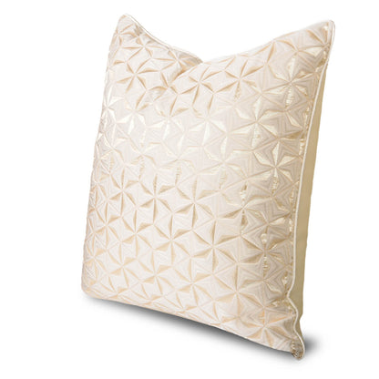 Metallic geometric decorative pillow cover in cream, modern luxury accent for home decor