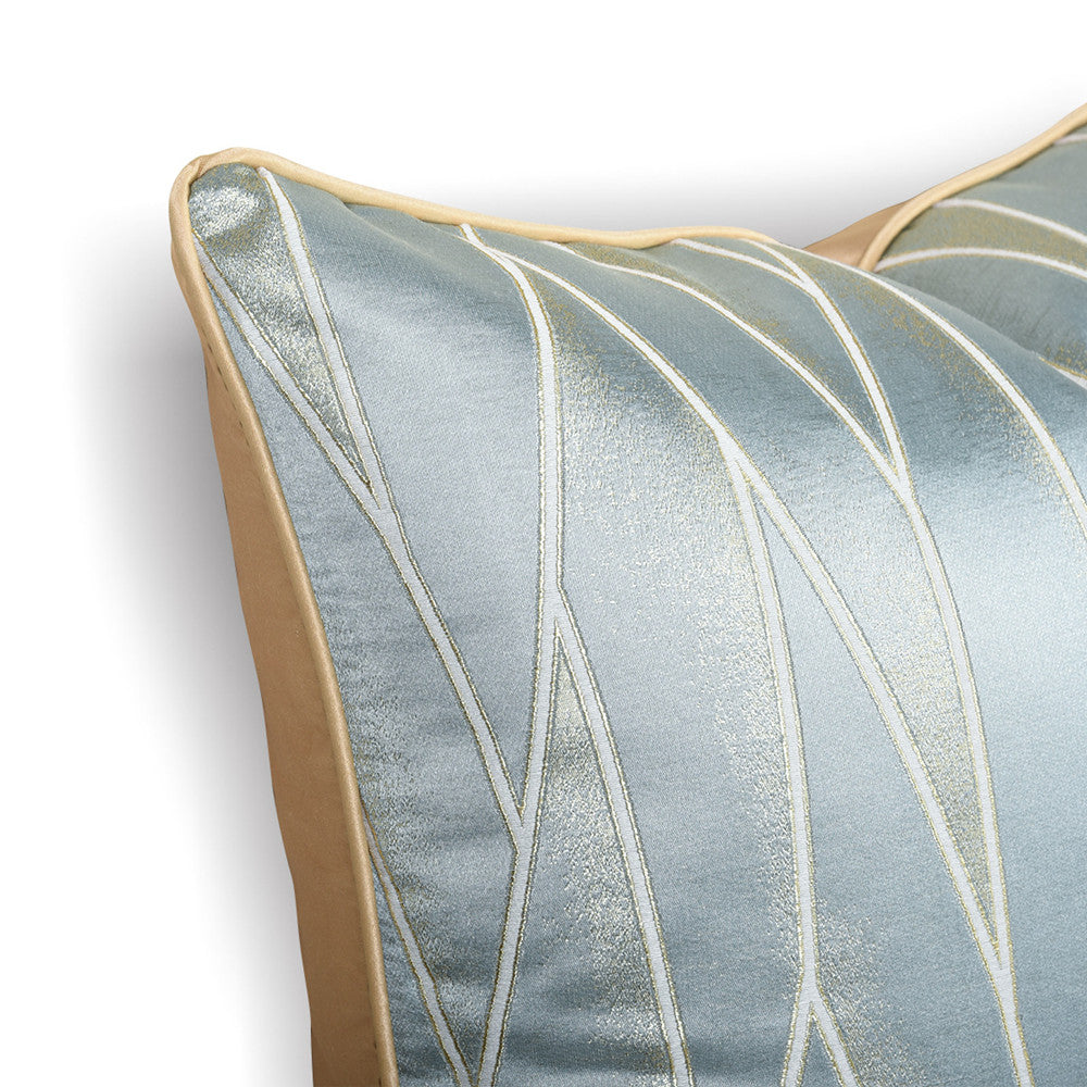Modern geometric decorative pillow cover with blue and gold pattern by StuffedHome