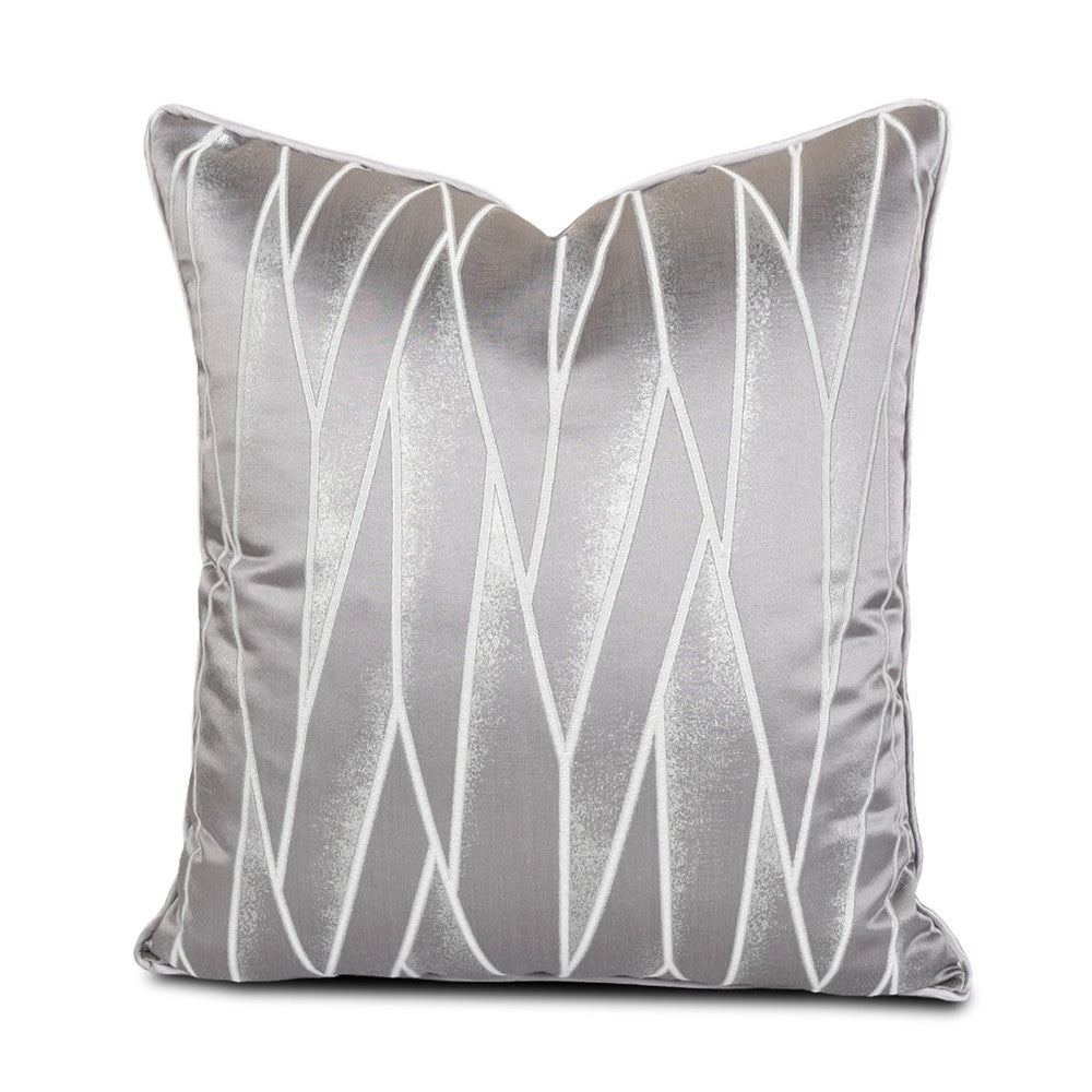 Modern geometric decorative pillow cover in silver and white, StuffedHome bedding decor