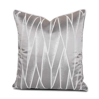 Modern geometric decorative pillow cover in silver and white, StuffedHome bedding decor