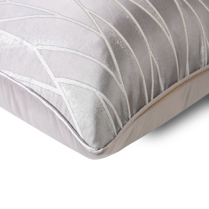 Modern geometric decorative pillow cover in light grey satin from StuffedHome