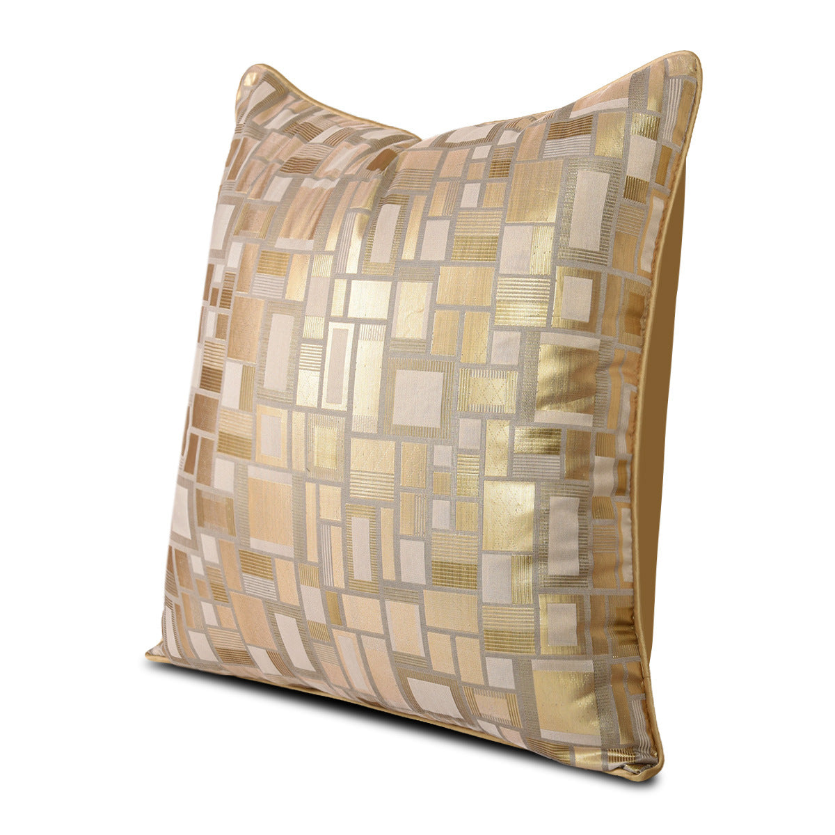 Modern gold geometric decorative pillow cover with metallic finish from StuffedHome