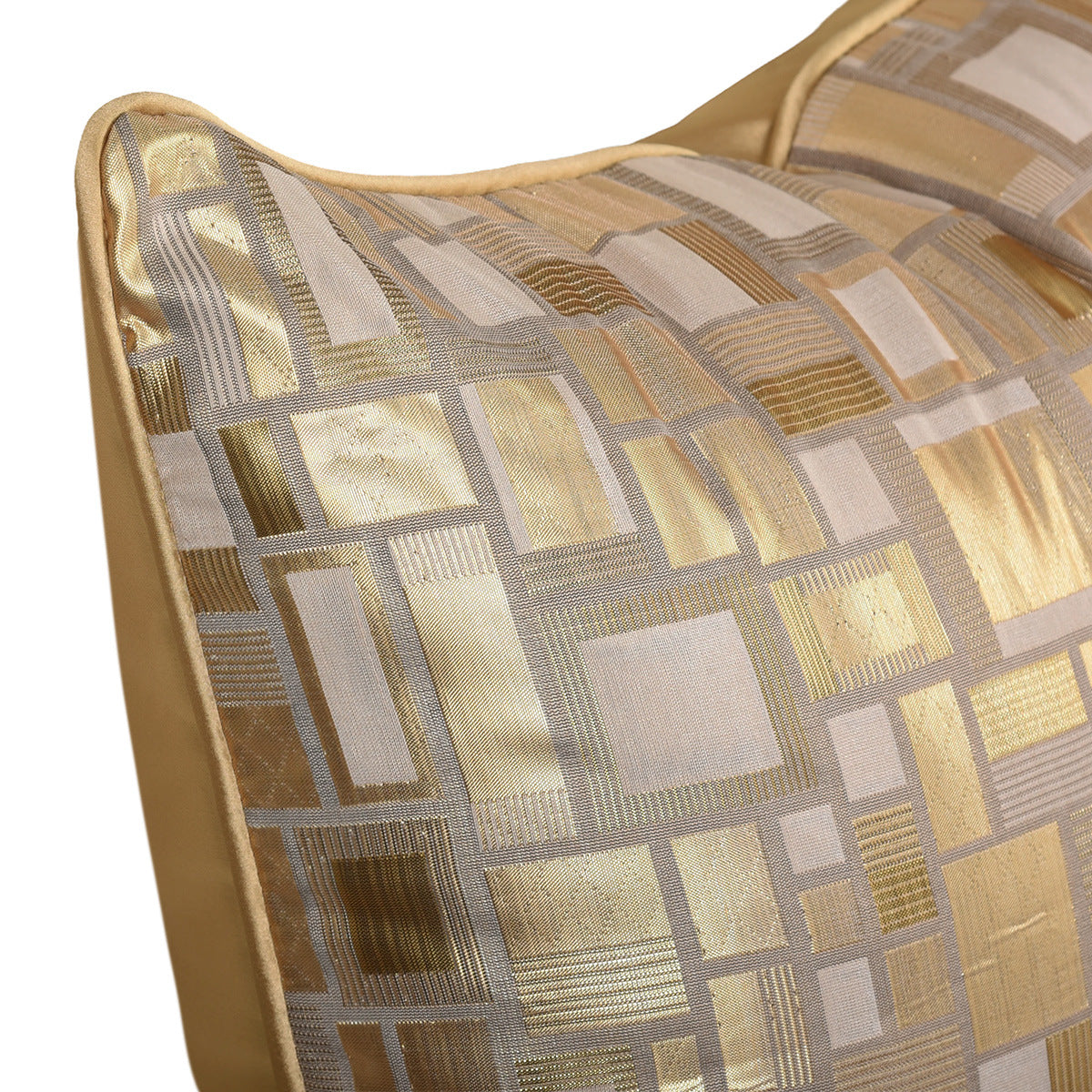 Modern gold geometric decorative pillow cover in luxurious cotton fabric